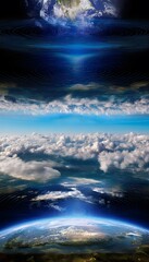 Fototapeta premium Parallel Earths Layered in Sky