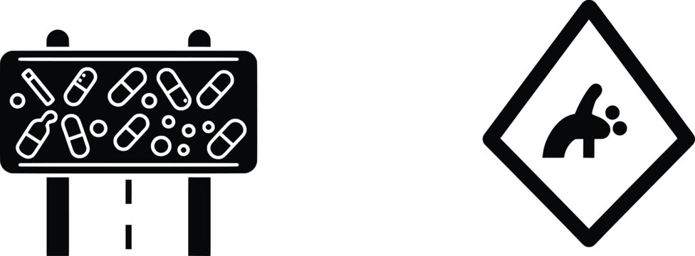 Vector Illustration on Drug Abuse Awareness with Road Sign Imagery