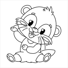 A cute cartoon otter character with big eyes and a playful expression. The otter is sitting and waving, showcasing its round body and small paws.