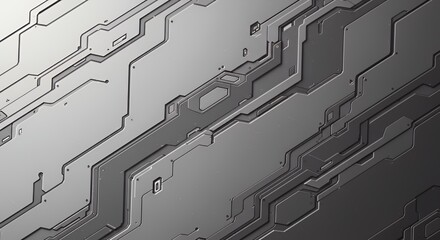 Abstract Metallic Circuit Board Texture: Sleek Grey-Scale Tech Design