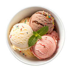 Top View Ice Cream in Bowl PNG