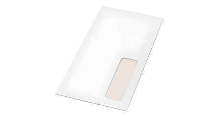 A plain white envelope with a window for addressing.