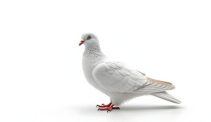 Obraz premium white pigeon, bird, feathers, perched, clean, pristine, elegant, detailed, realistic, high resolution, studio lighting, 4K and HD image