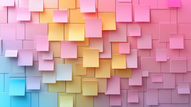 Colorful Pastel Gradient Background with Overlapping Square Notes Pattern background pattern pastel