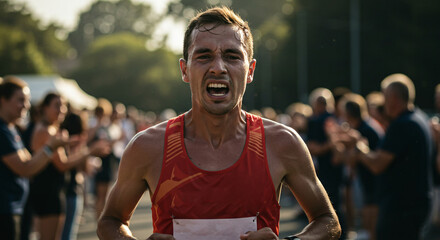 Maximum Effort Captured in Athlete’s Face While Powering Through Last Stretch of Race