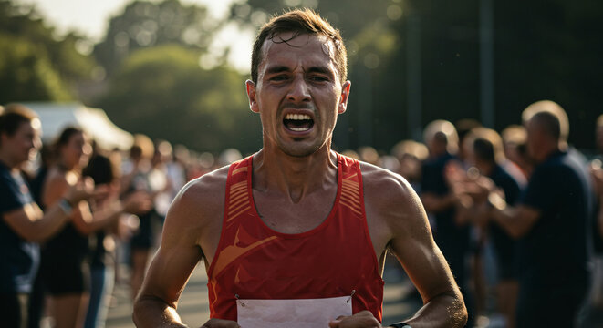 Maximum Effort Captured in Athlete’s Face While Powering Through Last Stretch of Race
