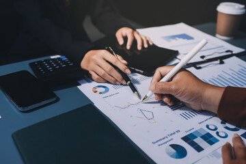 Business Documents, Auditor businesswoman checking searching document legal prepare paperwork or...