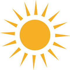 Sun icon, sunshine and solar glow sunrise or sunset. Decorative circle full and half sun and sunlight. Hot solar energy for tan. Vector sun light sign isolated on transparent background