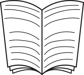 Open Book Illustration: Simple Line Art, Blank Pages