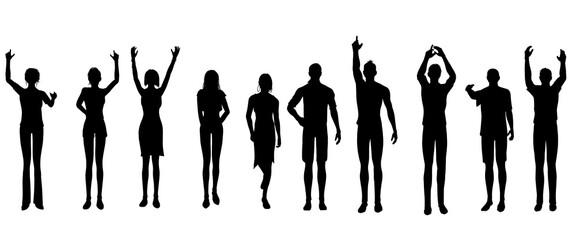 silhouette of men and women exciting