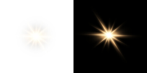 Fototapeta premium Png shine gold star. light with sparkle effect. Glowing yellow light, magic star sparks. 