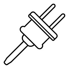 Electric Plug Icon: A simple line art illustration of a standard two-prong electric plug, perfect for representing power, connection, or technology.