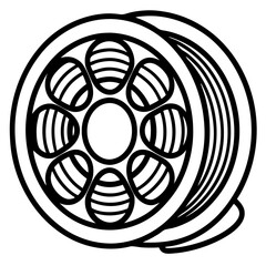 Fan turbine vector illustration with circular icon design and film reel style representing power and technology concepts