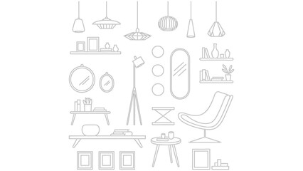 Minimalist Home Decor Furniture Line Drawing