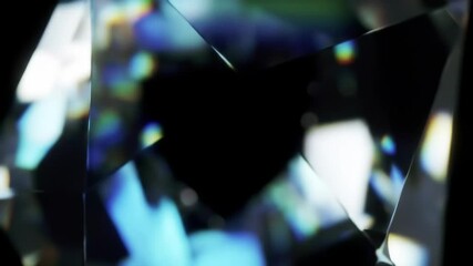 Morphing crystalline polyhedron with prismatic surfaces and rainbow refraction - Powered by Adobe