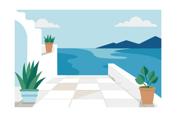 Mediterranean Balcony View Serene Coastal Escape