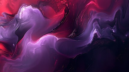 Abstract painting of purple, red, and black colors creating a mesmerizing marble swirl effect