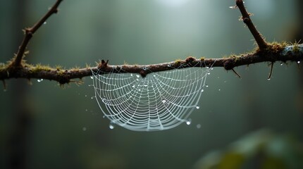 intricate close-up of rain droplets glistening on a delicate