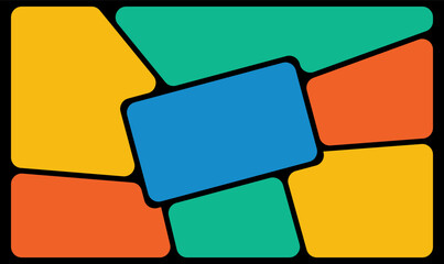 Vibrant abstract template resembling comic book panels with organic, interconnected shapes in a bright palette. Perfect for narrative projects, presentations, or adding a modern, dynamic framework