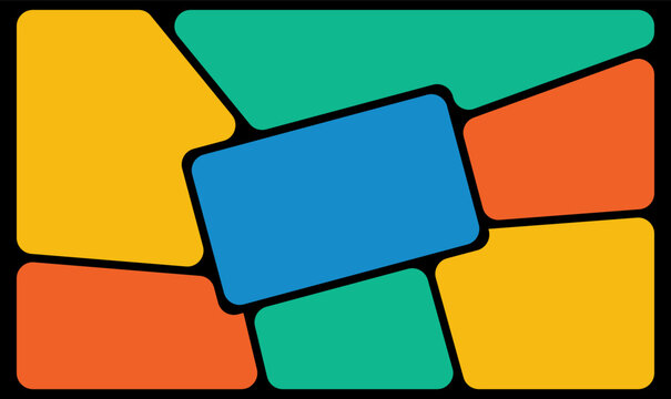 Vibrant abstract template resembling comic book panels with organic, interconnected shapes in a bright palette. Perfect for narrative projects, presentations, or adding a modern, dynamic framework