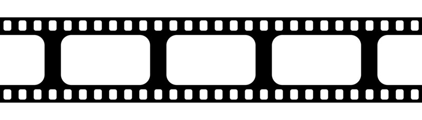 Classic movie film strip with empty frames, perfect for cinematic themes, video editing concepts, or nostalgic design projects. A versatile border or background element
