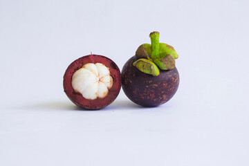 fresh, mangosteen (Garcinia mangostana) isolated on white background