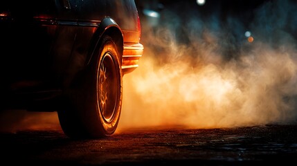 Car Tire with Smoke