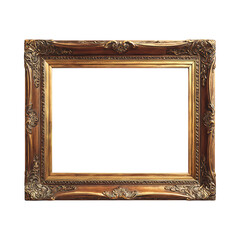 Ornate Gold Picture Frame Elegant Design for Art  Decor against transparent background