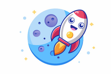 tiny rocket flying space travel