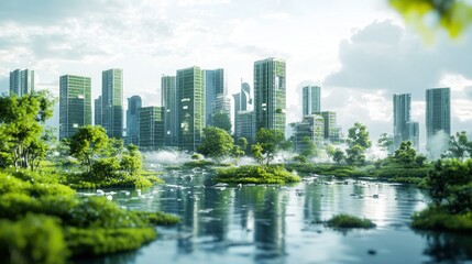Eco-Friendly Cityscape: A Vision of Harmonious Urban and Natural Integration