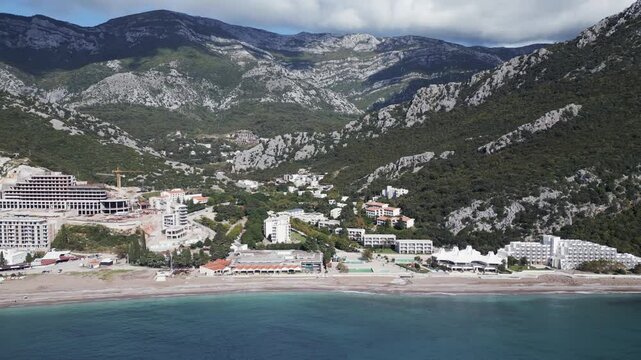 Aerial capture of Canj, a small coastal town located in the south of Montenegro