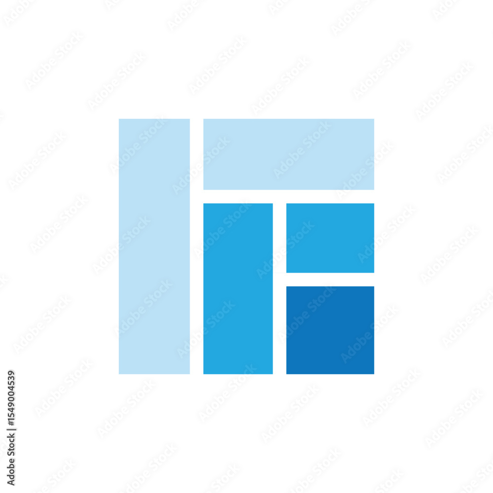 Wall mural the image shows a flat abstract logo of a tile forming a square shape in blue color combination that