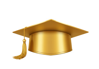 Isolated Elegant Golden Graduation Cap Academic Achievement