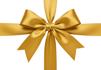 Isolated Luxurious Golden Ribbon Tied Bow Elegance