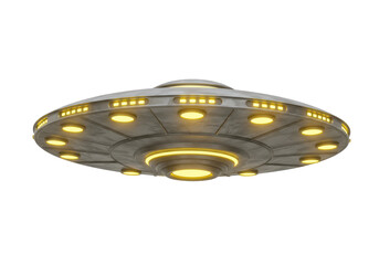 Isolated Vintage Metal Flying Saucer UFO © Matteo