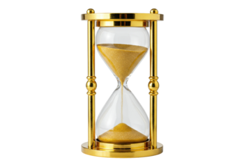 Isolated Golden Hourglass with Flowing Sand