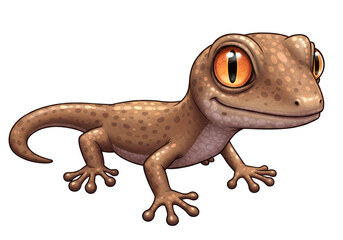 Isolated Cartoon Gecko with Big Eyes