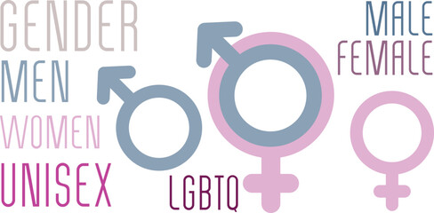 Gender symbol on pastel pink and blue.
