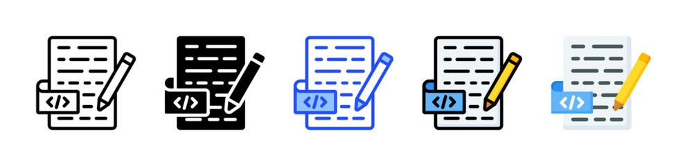 Markup Document Icon Collection With Multiple Styles