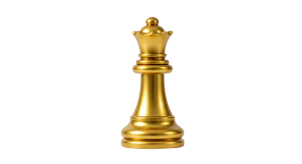 Isolated Golden Chess Queen Piece with Regal Design