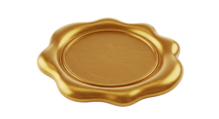 Isolated Golden Wax Seal with Ornate Border