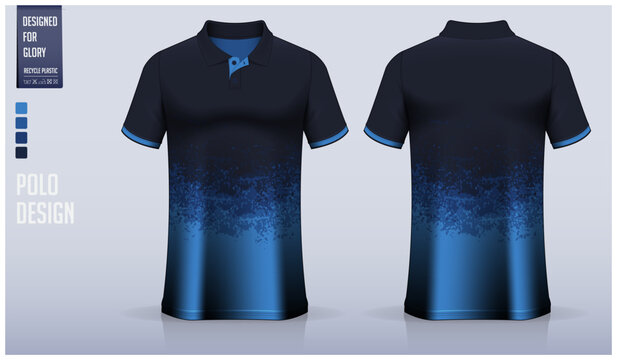 Polo shirt mockup template design for soccer jersey, football kit or sportswear. Sport uniform in front view and back view. T-shirt mockup for sport club. Fabric pattern.