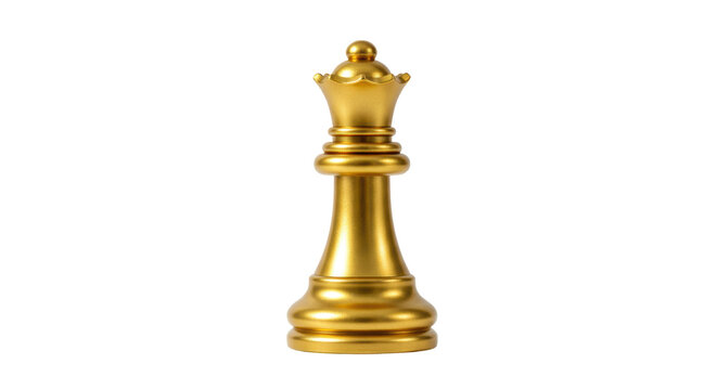 Isolated Golden Chess Queen Piece with Regal Design