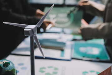 Sustainable development with renewable energy solutions, ecology concept, green business.
