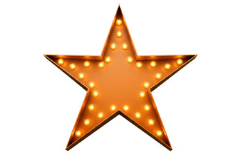Isolated Retro Marquee Star with Glowing Lights for Entertainment