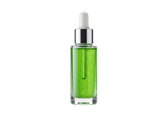 Isolated Green Cosmetic Serum Bottle with Dropper