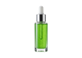Isolated Green Cosmetic Serum Bottle with Dropper