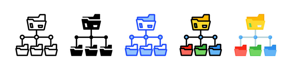 Folder Structure Icon Collection With Multiple Styles
