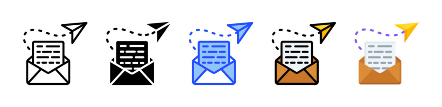 Send Envelope Icon Collection With Multiple Styles