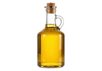 Isolated Olive Oil Glass Bottle with Cork